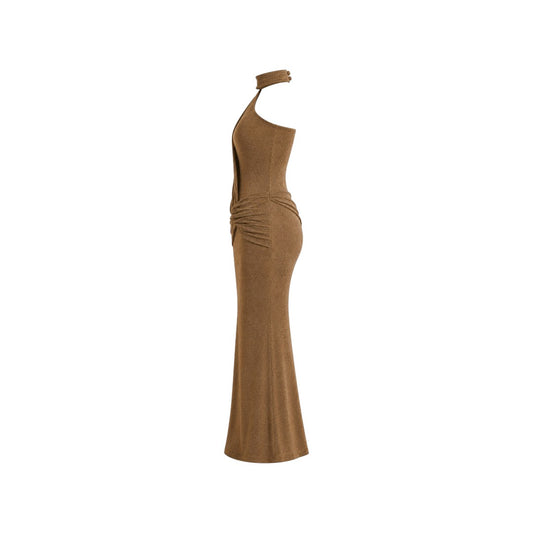 Alexandra Ngo Boutique Women's One-Shoulder Cutout Draped Maxi Dress