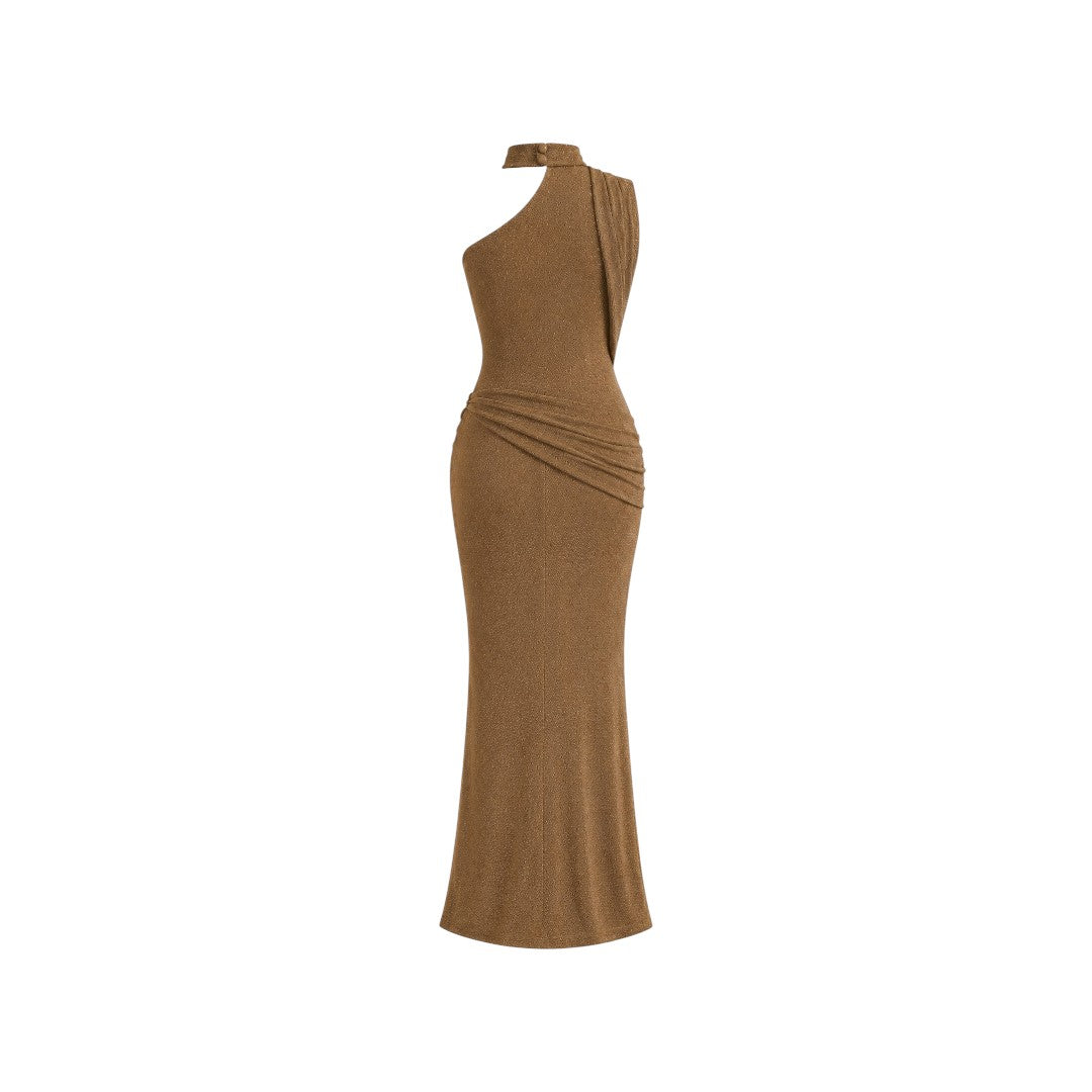 Alexandra Ngo Boutique Women's One-Shoulder Cutout Draped Maxi Dress
